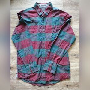 Men's Plaid Button-Down Shirt - Red & Green